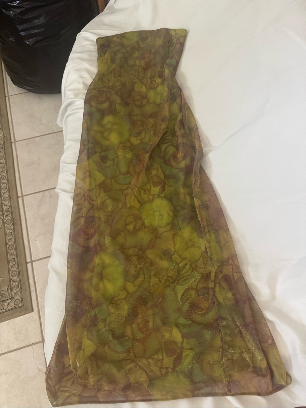 Jessicw McClintock for Gunne Sax Women’s Floral Mesh Strapless Dress Olive Green